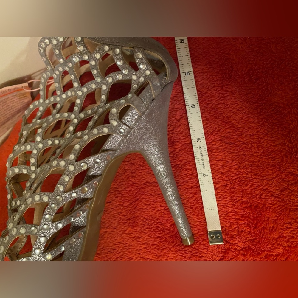 Zigi NY Silver Cage Heels w/ Rhinestone Embellishments - Picture 7 of 10